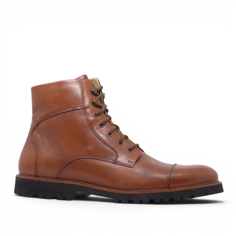 Samuel Hubbard Uptown Maverick Mens Cap Toe Boots Brown Leather Vibram Sole 13